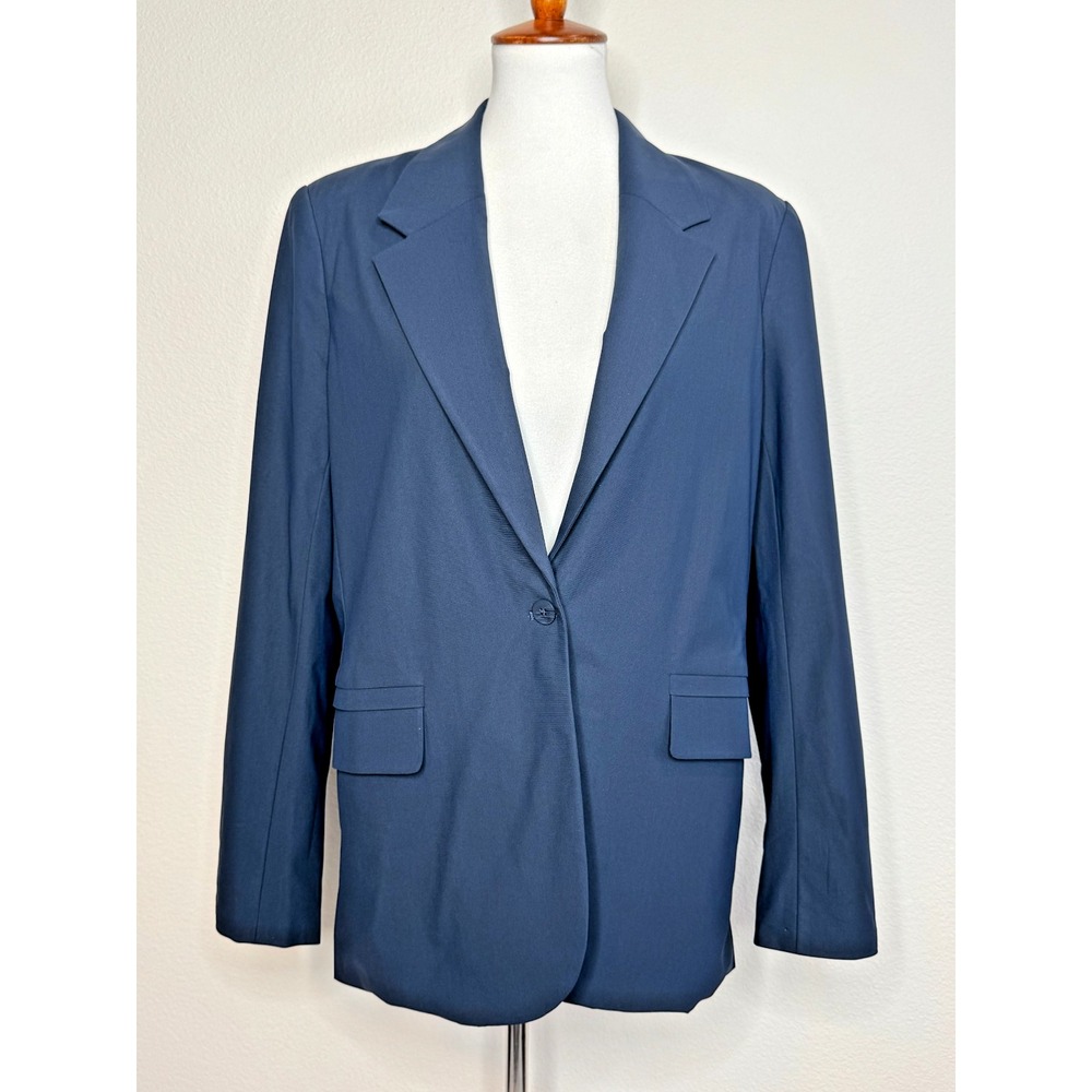 RHONE Womens Commuter Boyfriend Blazer MEDIUM Navy 1 Button Travel Professional